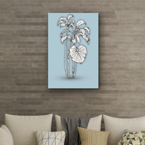 رسم لخطوط نباتية بخلفية زرقاء