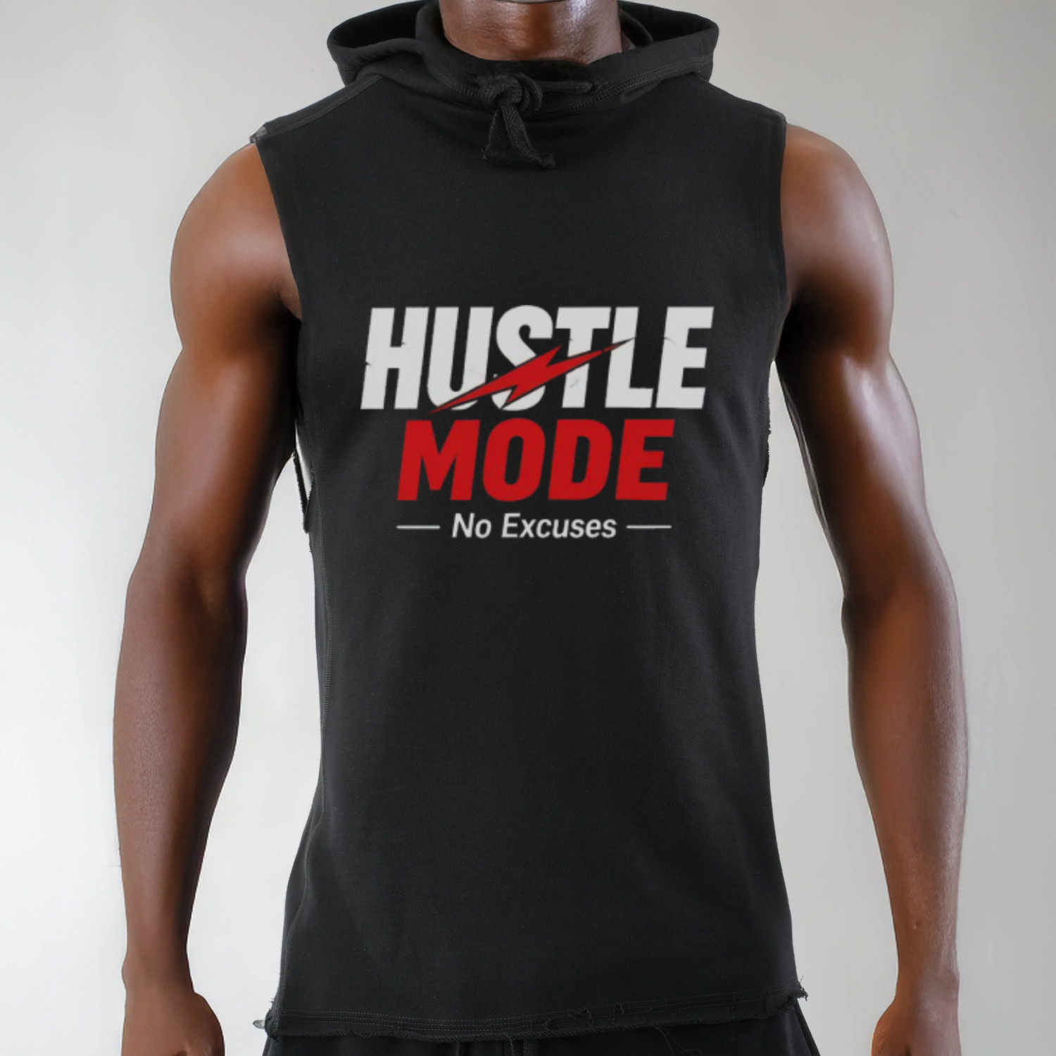 Débardeur de sport à capuche – Noir